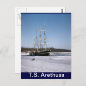 TS Arethusa, in het Medway-ijs Briefkaart (Voorkant / Achterkant)