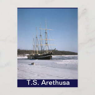 TS Arethusa, in het Medway-ijs Briefkaart