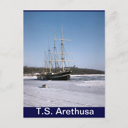 TS Arethusa, in het Medway-ijs Briefkaart (Voorkant)