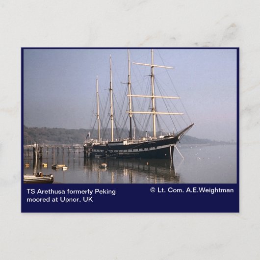 TS Arethusa voordien Peking gerookt te Upnor Briefkaart (Voorkant)