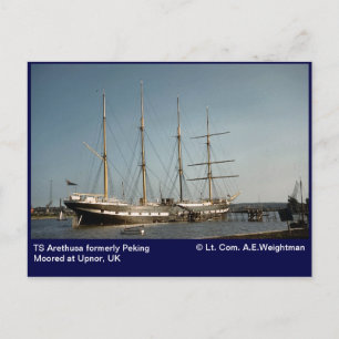 TS Arethusa voorheen Peking Moored at Upnor, Veren Briefkaart