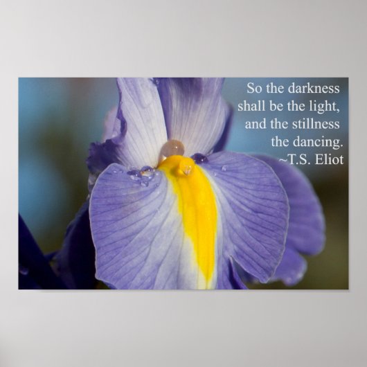 TS Eliot Quote Water Drop on Iris Poster (Voorkant)