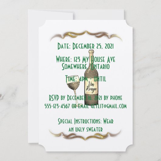 T's is de Seizoen Kerstwijn Party Get Lit Kaart (Achterkant)