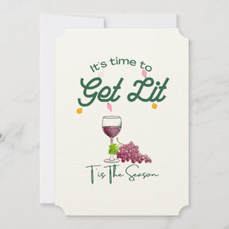 T's is de Seizoen Kerstwijn Party Get Lit Kaart