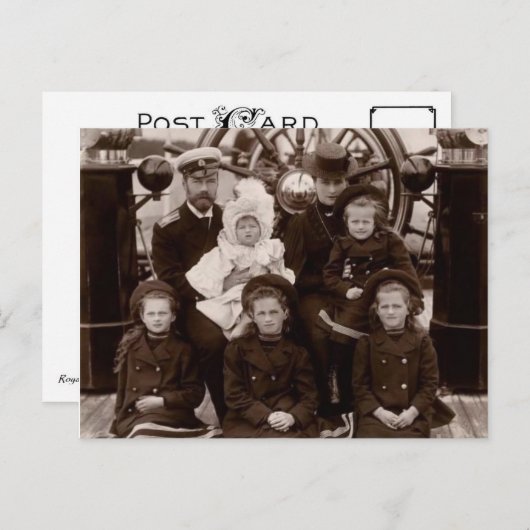 Tsaar en tsarina van Rusland met kinderen Romanov Briefkaart (Voorkant / Achterkant)