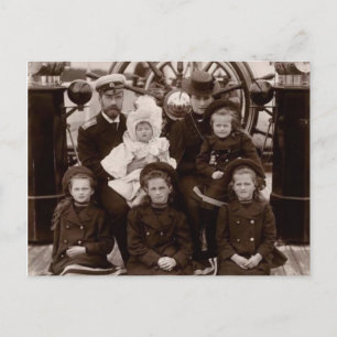 Tsaar en tsarina van Rusland met kinderen Romanov Briefkaart