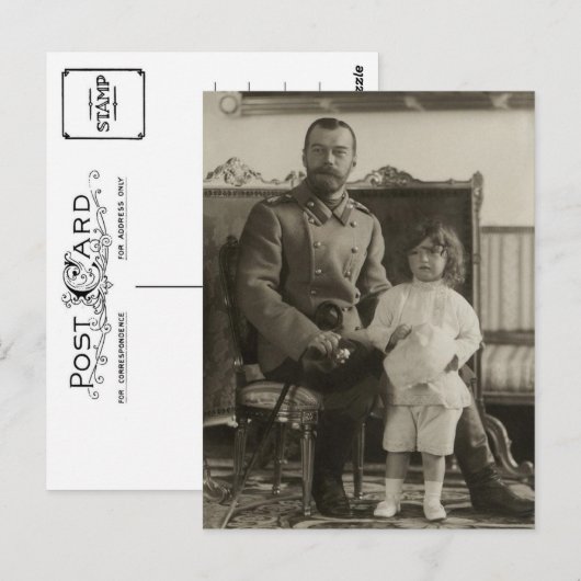 Tsaar Nicolaas, tsarevitsj Alexis van Russisch Bri Briefkaart (Voorkant / Achterkant)