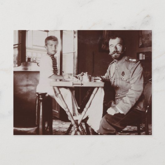 Tsaar Nicolaas van Rusland en tsarevitsj Alexis Ro Briefkaart (Voorkant)