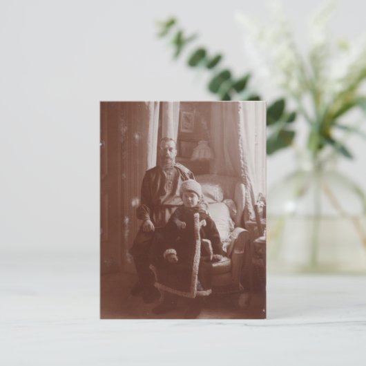 Tsaar Nicolaas van Rusland en tsarevitsj Alexis Ro Briefkaart (Staand voorkant)