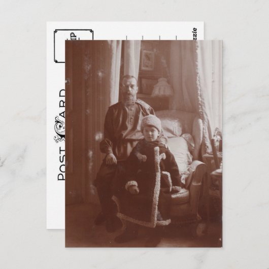 Tsaar Nicolaas van Rusland en tsarevitsj Alexis Ro Briefkaart (Voorkant / Achterkant)