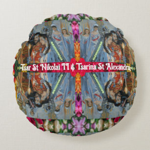 Tsaar St Nikolai II en Tsarina St Alexandra Pillow Rond Kussen