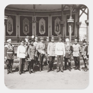 Tsar Nicholas II (1868-1918) die in de garde staat Vierkante Sticker