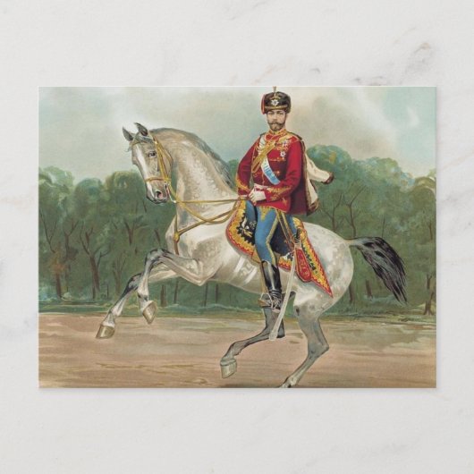 Tsar Nicolas II Romanov van Rusland op paard Po Briefkaart (Voorkant)