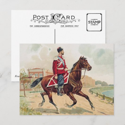 Tsar Nicolas II Romanov van Rusland op paard terug Briefkaart (Voorkant / Achterkant)