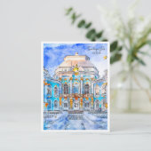 Tsarkoye Selo Rusland vintage reizen waterverf Briefkaart (Staand voorkant)