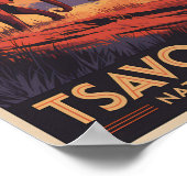 Tsavo East National Park Kenya Illustration Travel Poster (Hoek)