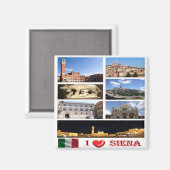 TSC036 SIENA I Love, Mozaïek, Toscane, Koelkast Magneet (Voorkant / Achterkant)