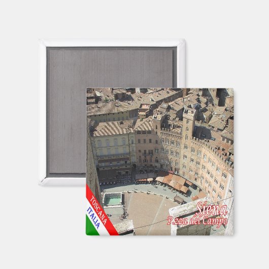 TSC054 SIENA Piazza del Campo, Toscane, Koelkast Magneet (Voorkant / Achterkant)