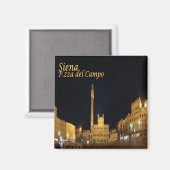 TSC057 SIENA, Piazza del Campo Bij Nacht, Koelkast Magneet (Voorkant / Achterkant)