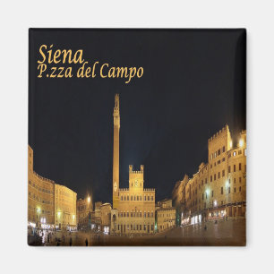 TSC057 SIENA, Piazza del Campo Bij Nacht, Koelkast Magneet