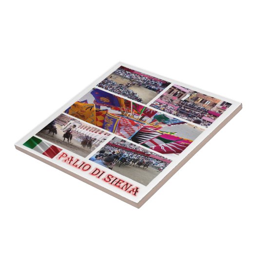 TSC060 SIENA, het mozaïek van Palio, Toscane, Tegeltje (Zijkant)