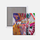 TSC063 SIENA, Banners van de Contrade, Koelkast Magneet (Voorkant / Achterkant)