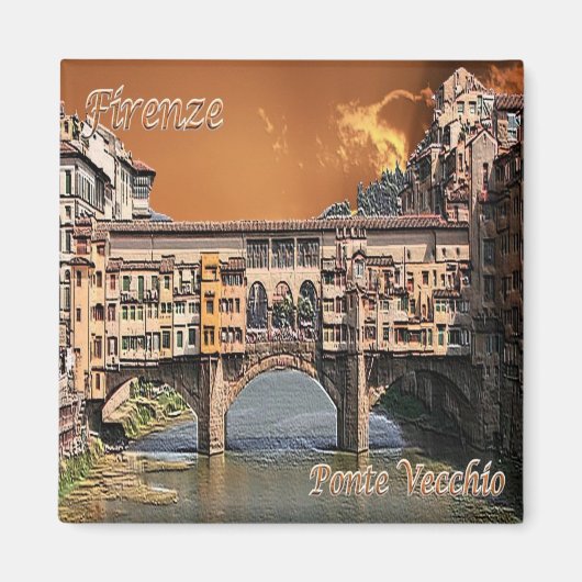 TSC087 FLORENCE, oude brug, Toscane, brug Magneet (Voorkant)