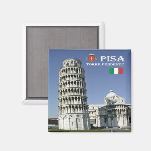 TSC096 LEIDENDE TOWER van PISA, Toscane, Fridge Magneet (Voorkant / Achterkant)