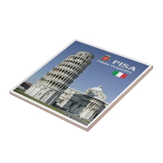 TSC096 LEIDENDE TOWER van PISA, Toscane; Tegeltje (Zijkant)