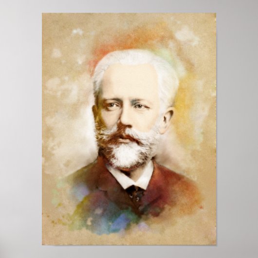 Tschaikowski/Tchaikovsky Portrait, Aquarell Style Poster (Voorkant)