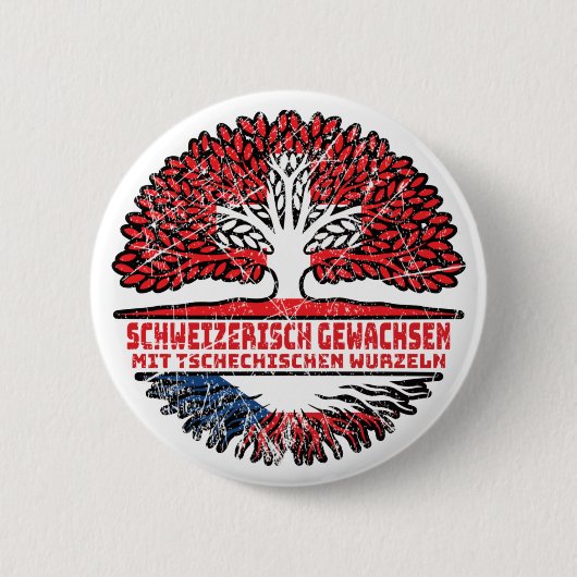 Tschechien Tschechisch Schweizer Schweiz Baum Ronde Button 5,7 Cm (Voorkant)