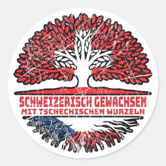 Tschechien Tschechisch Schweizer Schweiz Baum Ronde Sticker (Voorkant)