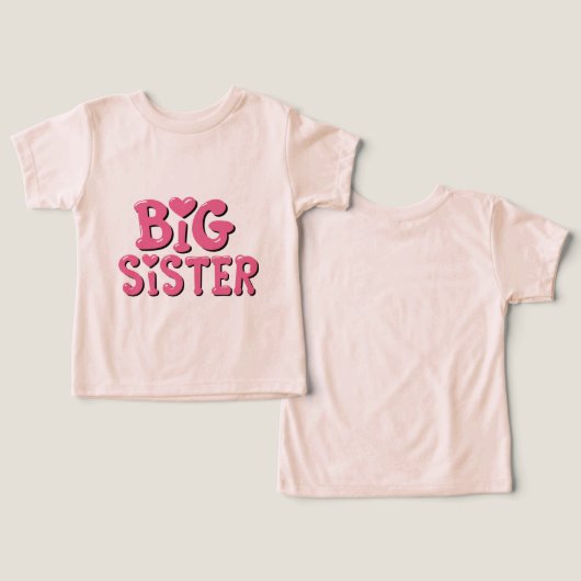 tshirt big sister cute girly sister (Ontwerp Voorkant & Achterkant)