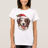 Tshirt Christmas Border Collie Bruin wit (Voorkant)