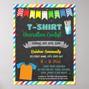 Tshirt decoratie wedstrijd school flyer sjabloon