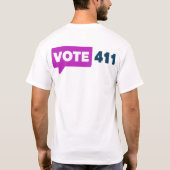 Tshirt die Vote411 promoot (Achterkant)