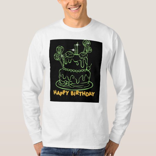 Tshirt Happy Birthday Cake (Voorkant)