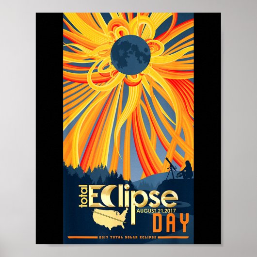 Tshirt Totale Zonsverduistering 21 augustus Poster (Voorkant)