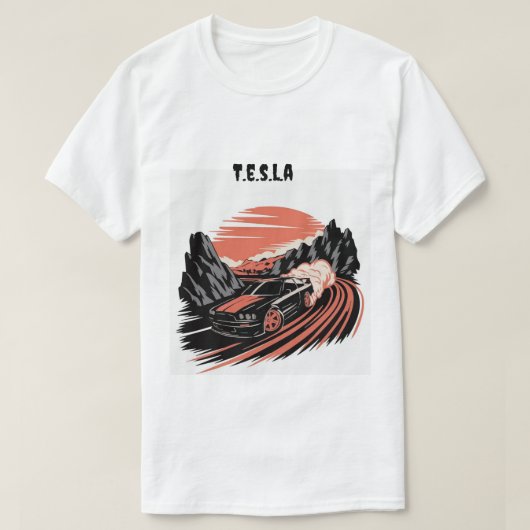 Tshirt voor heren t.e.s.l.a (Design voorkant)