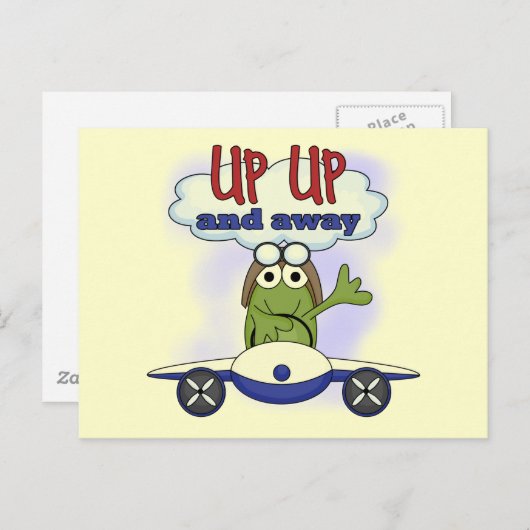 Tshirts en cadeautjes omhoog en weg briefkaart (Voorkant / Achterkant)