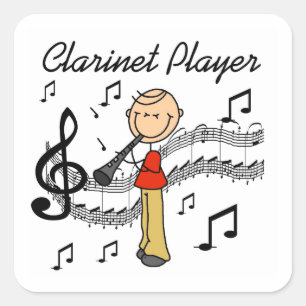 Tshirts en cadeautjes voor zakelijke Clarinet-spel Vierkante Sticker