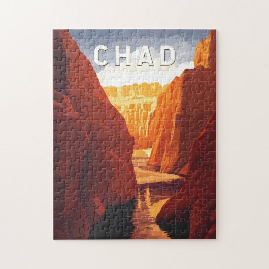 Tsjaad Illustratie Reis Kunst Vintage Legpuzzel (Verticaal)