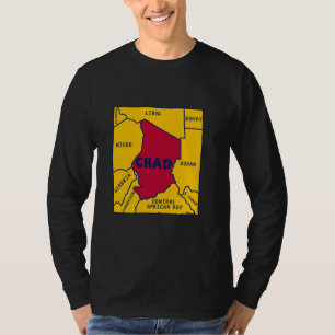 Tsjaad Kaart in vlagkleuren en Omringende landen T-shirt