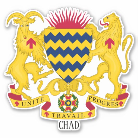 Tsjaad Nationaal Wapen Patriottisch Sticker (Voorkant)