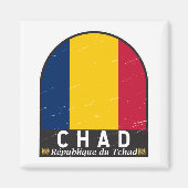 Tsjaad Vlag Embleem Noodlijdende  Magneet (Voorkant)