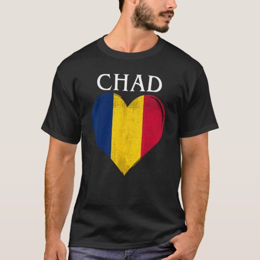 Tsjaad Vlag Hart Voor Tsjaad T-shirt (Voorkant)
