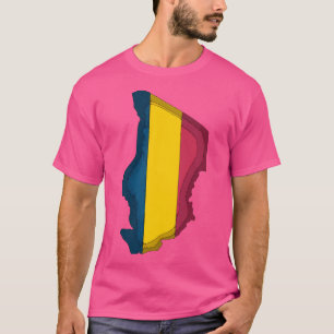 Tsjaadse kaart met Tsjadische vlag T-shirt