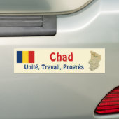 Tsjaadse Vlag + Landkaart Bumpersticker (Op auto)