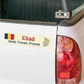 Tsjaadse Vlag + Landkaart Bumpersticker (Op Truck)
