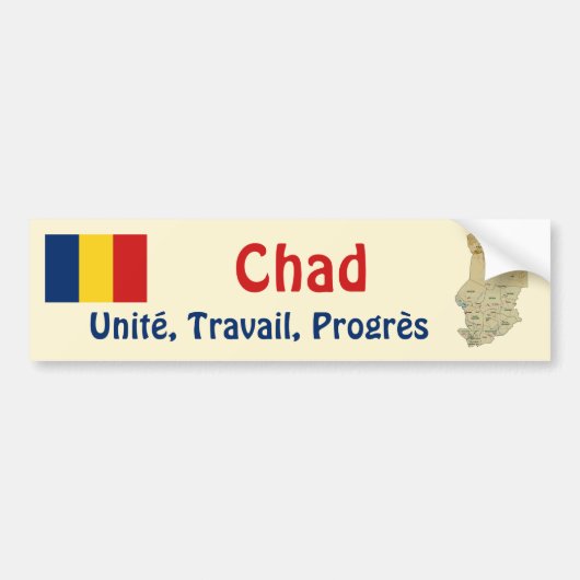 Tsjaadse Vlag + Landkaart Bumpersticker (Voorkant)